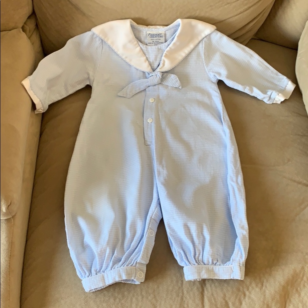*Friedknit Creations Boy Checked Longall Romper*